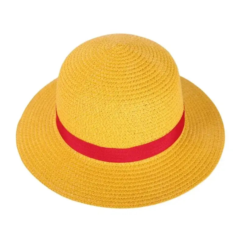 Yellow straw hat delivers luffy pirate straw hat with red ribbon band available in 31cm and 35cm sizes
