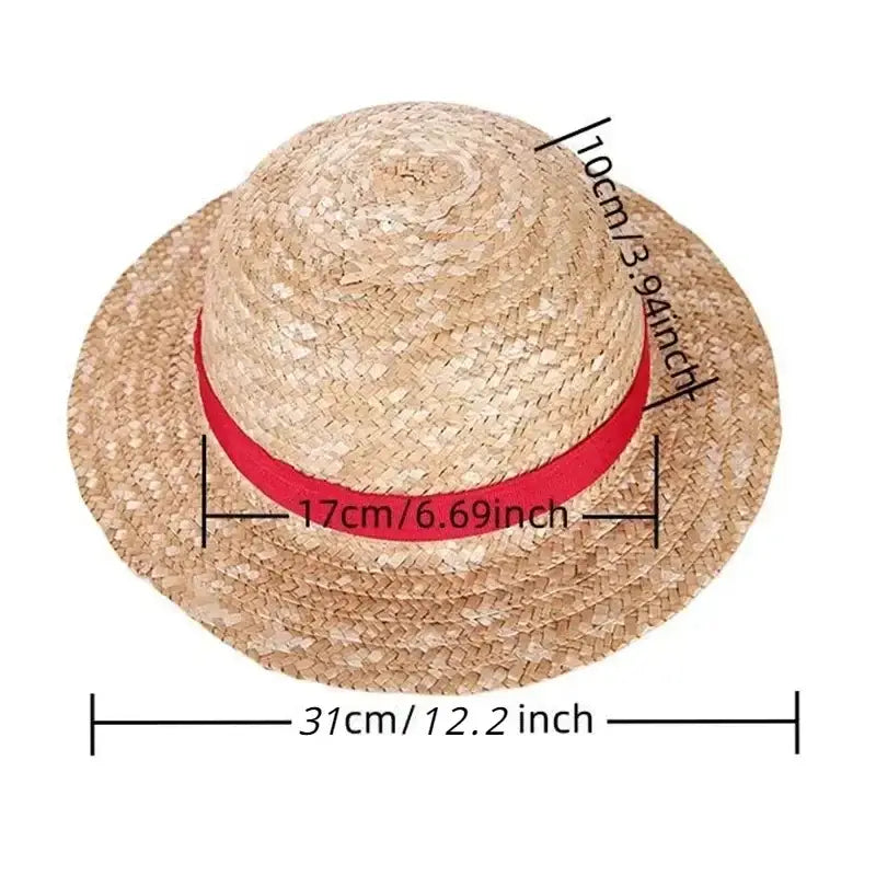One piece luffy pirate straw hat delivers a woven straw hat with a bright red band in 31cm and 35cm sizes