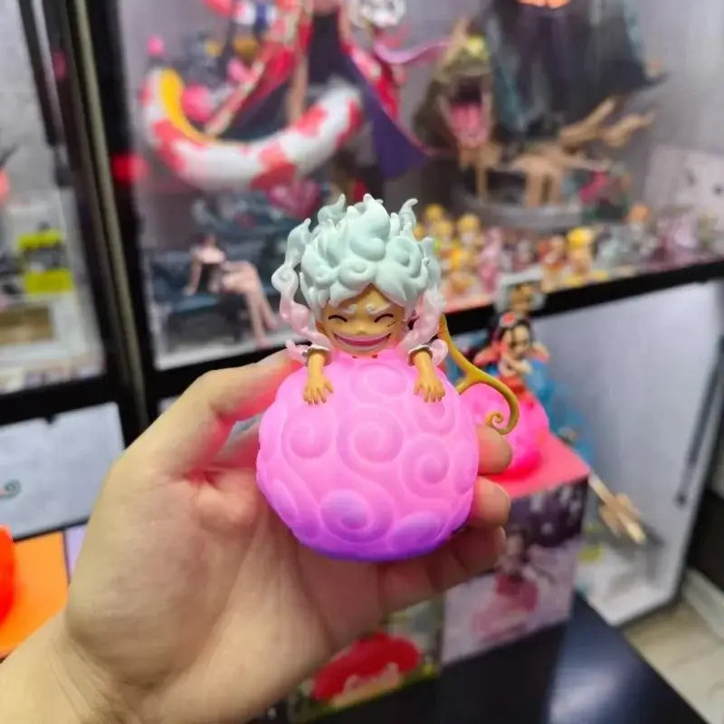 One piece luffy robin ace led lamp featuring a pink and purple gradient devil fruit night light with smiling character figure