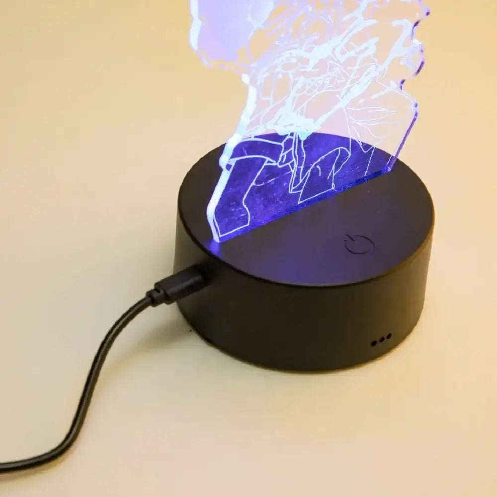 Translucent blue acrylic led lamp featuring an illuminated one piece anime character silhouette night light with 7 colors