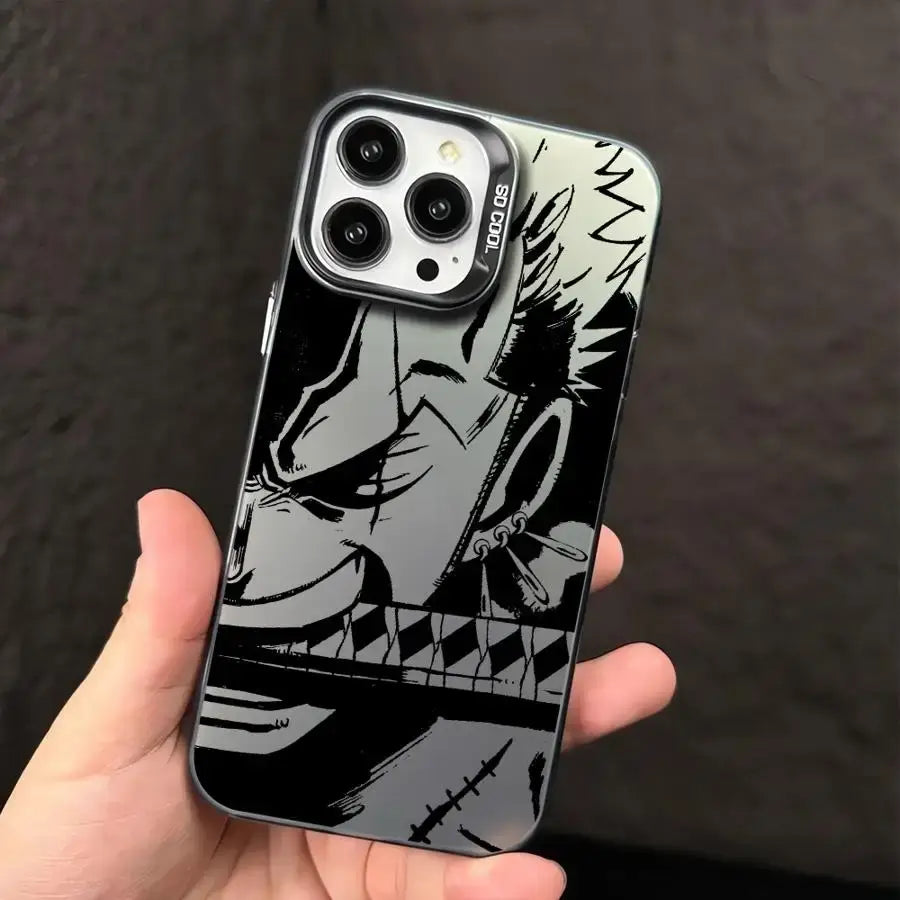 Black and white one piece luffy silicone phone case with bold character design shockproof shell back view