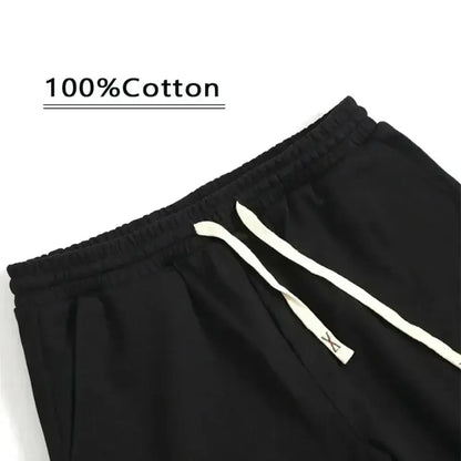 Black cotton shorts with white drawstrings and embroidered logo loose fit summer wear from one piece luffy zoro collection