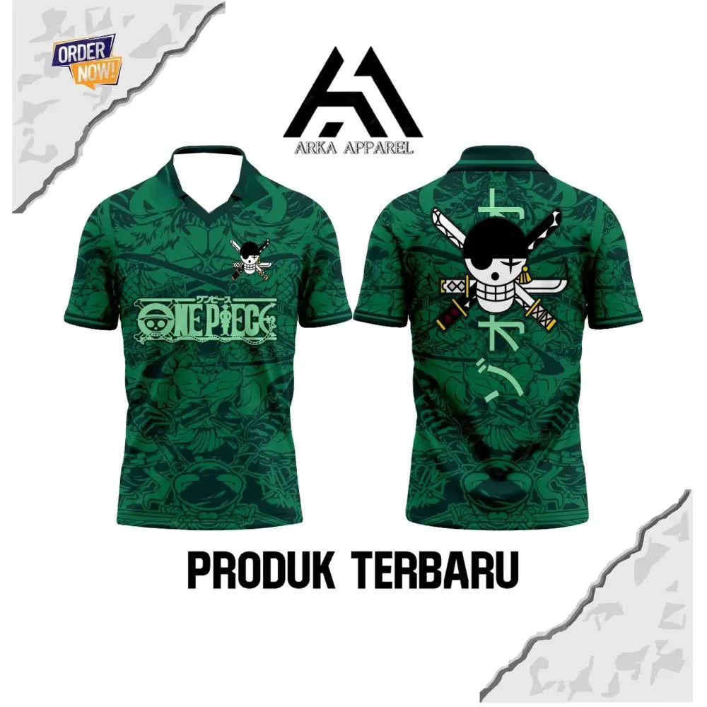 Dark green short-sleeved zoro football jersey quick-dry with detailed one piece luffy crew logo skull design on back