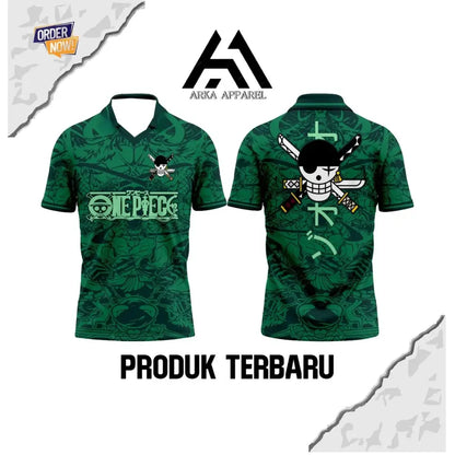 Dark green short-sleeved zoro football jersey quick-dry with detailed one piece luffy crew logo skull design on back