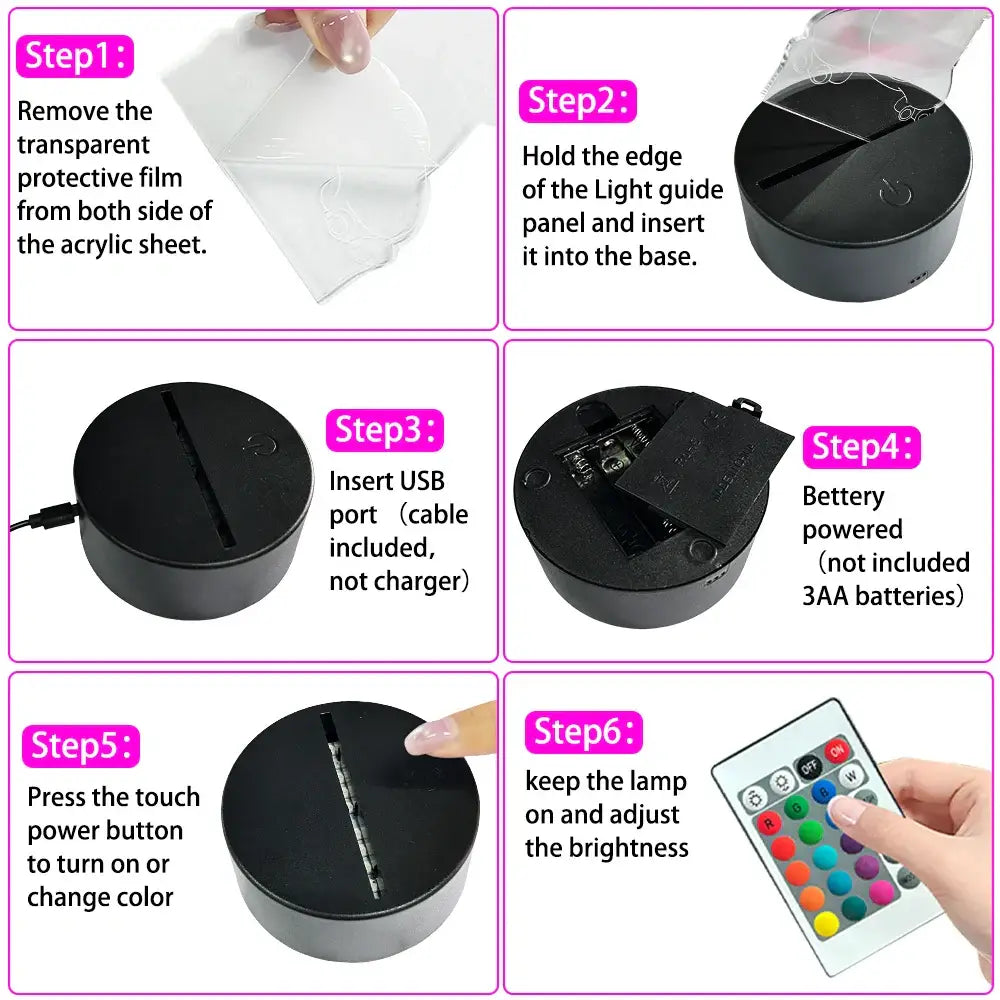 Black cylindrical led night light with usb port and remote control for colors change in one piece luffy zoro bedside lamp