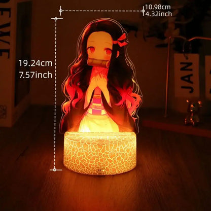 One piece luffy zoro led night light features a glowing translucent acrylic lamp with warm orange illumination