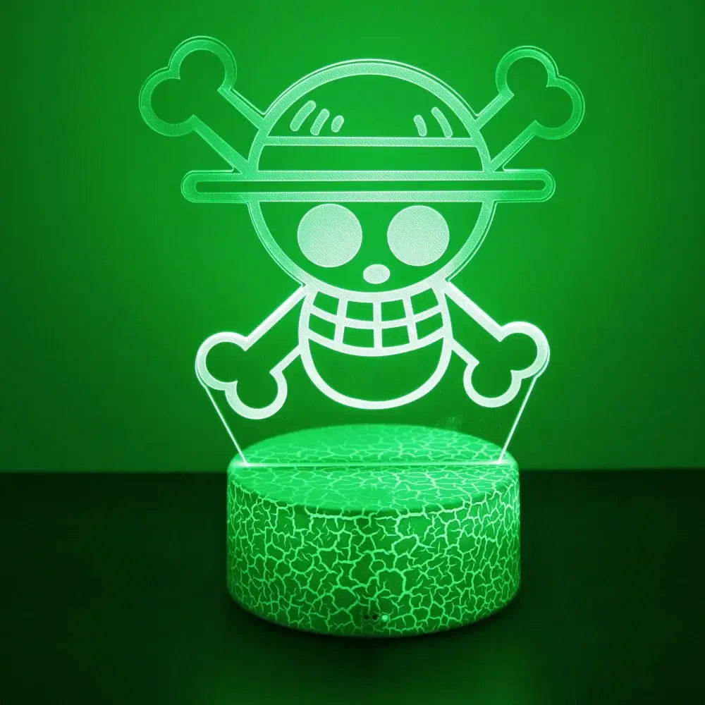 One piece luffy zoro nami 3d led lamp night light with acrylic panel green crackle base remote control