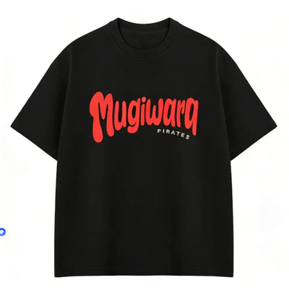 Black short sleeves one piece luffy zoro sanji tee with bold red mugiwara pirates graphic for everyday style