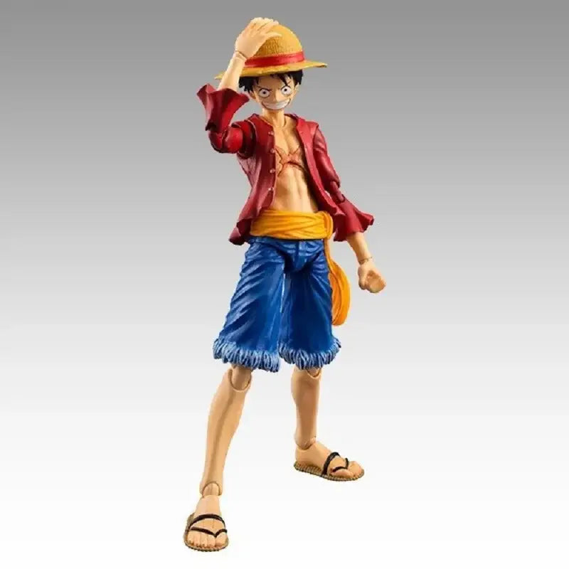 Detailed articulated pvc luffy action figure of monkey d luffy from one piece in vibrant colors and dynamic pose