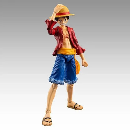 Detailed articulated pvc luffy action figure of monkey d luffy from one piece in vibrant colors and dynamic pose