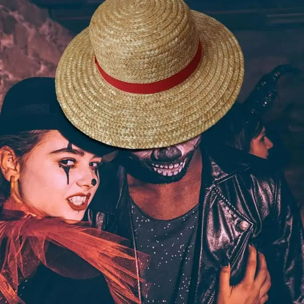 One piece monkey d luffy straw hat with woven texture and red band offering sun protection in 31/35cm size