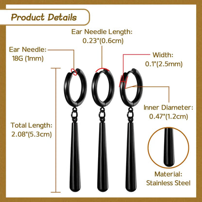 One piece roronoa zoro black stainless steel dangle earrings with sleek modern design