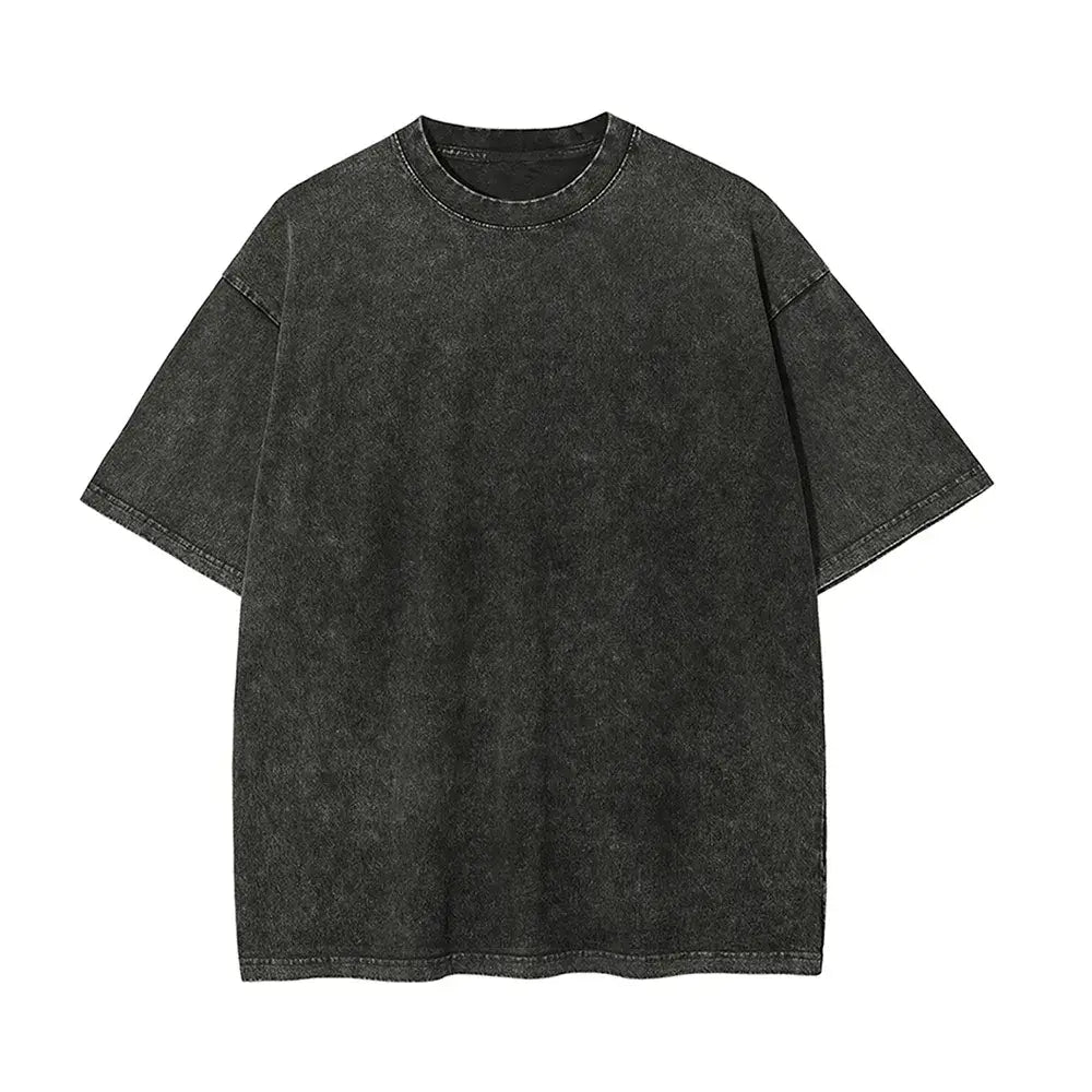 Black distressed cotton one piece skull t shirt with relaxed fit short sleeves in washed vintage style