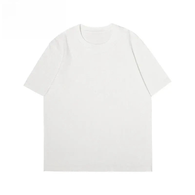 Minimalist white cotton crew neck t-shirt with short sleeves featuring double-sided straw hat pirates print