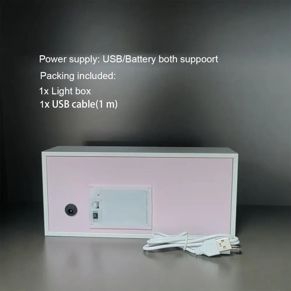 Pink rectangular one piece zoro paper cut shadow box light with white frame usb charging port and led remote control