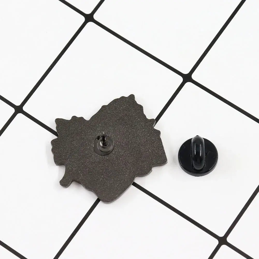 Black enamel punch man garou lapel pin in cat silhouette with matte finish and matching black back clasp