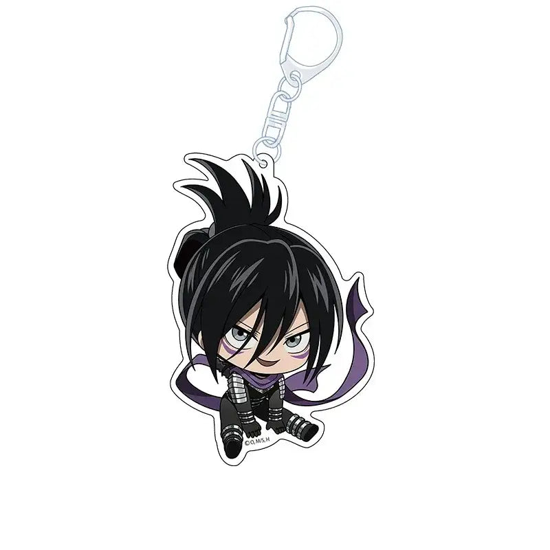 Black and purple chibi punch man acrylic keychain with silver metal clasp cute one punch man chibi charm