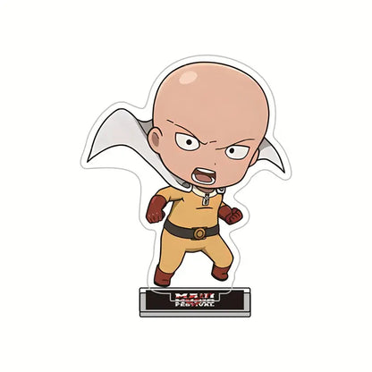Chibi saitama acrylic stand figure in yellow suit with red gloves and boots one punch man king acrylic stand 10cm