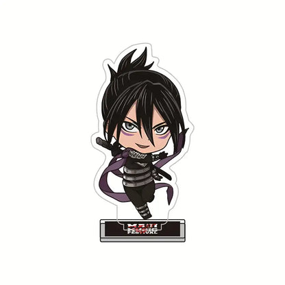 One punch man king acrylic stand featuring black-haired chibi figurine with purple accents and silver armor details