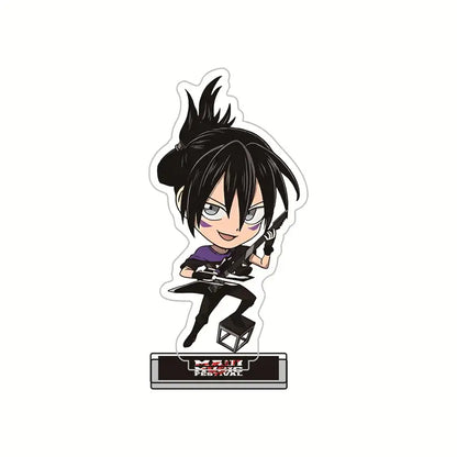 Black-haired anime character with purple accents on a 10cm king acrylic stand labeled madness festival from punch man