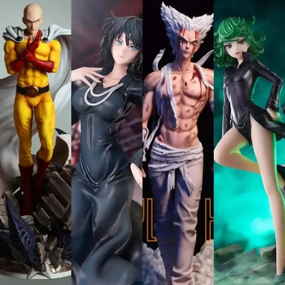 One punch man saitama mystery blind box anime figure sculpted in detailed plastic with yellow and red suit white cape and black belt