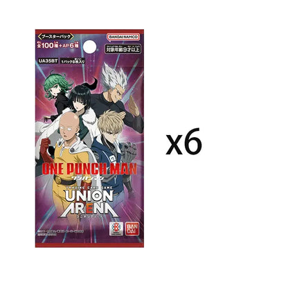One punch man ua35bt booster box trading card game booster pack with anime characters on vibrant purple and red background