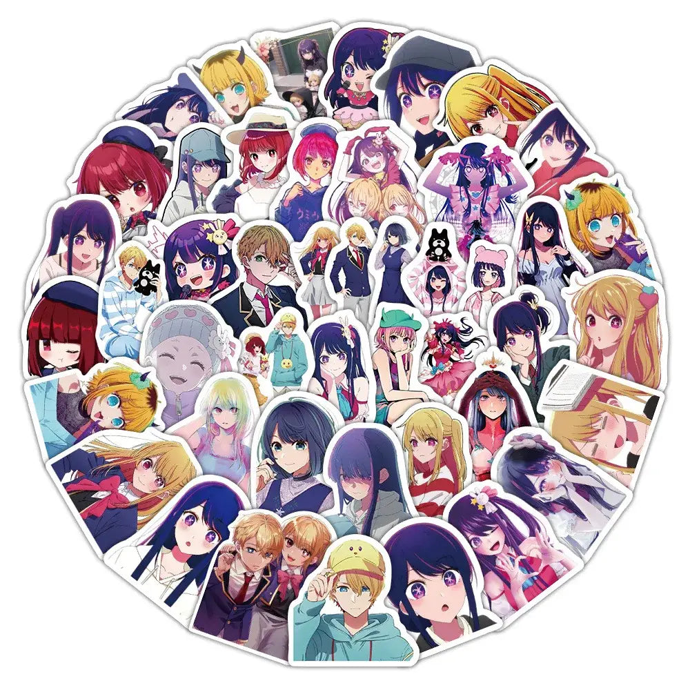 A collection of colorful hoshino stickers with vibrant designs for 50pcs aesthetic diy scrapbook projects