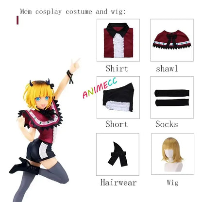 Maroon and white ruffled collar stage dress wig with black trim in xs-2xl for oshino ko b-komachi stage dress