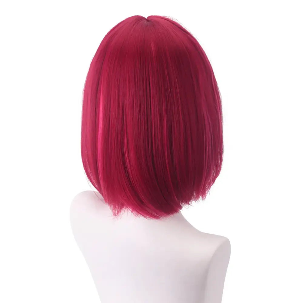 Vibrant crimson bob hoshino ai cosplay wig with smooth straight heat resistant synthetic fibers for cosplay use