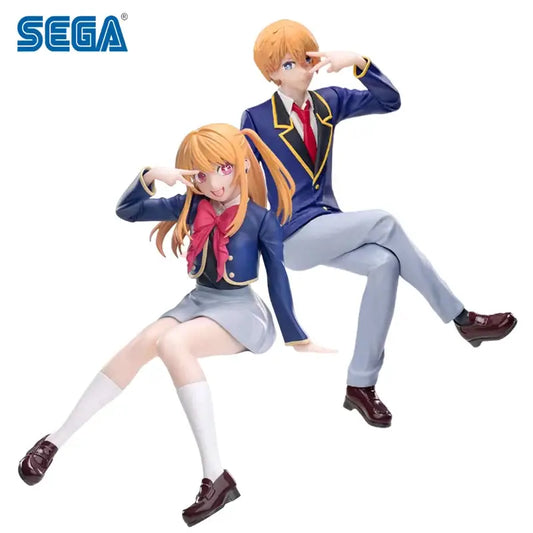 Sega oshi no ko hoshino aqua and ruby pvc figures featuring ruby pvc in school uniforms 13cm tall