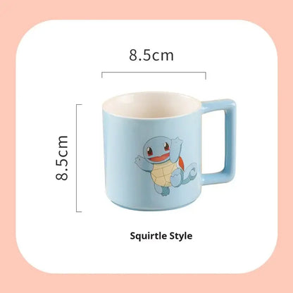 Light blue ceramic mug featuring a cartoon squirtle character for coffee and tea use
