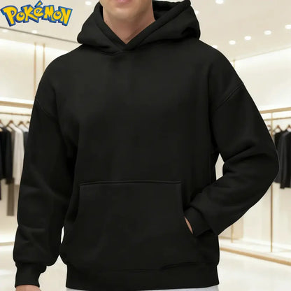 Gray cotton pokémon charizard oversized hoodie with front pocket and multi-color flame dragon logo on chest