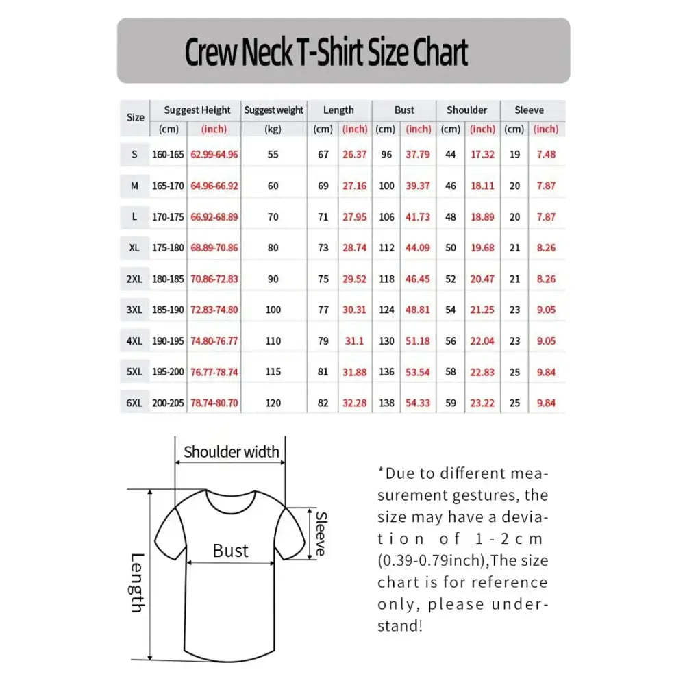 Crew neck size chart in cm and inches for pokemon eevee quick dry t shirt parent and child sizes s to 6xl
