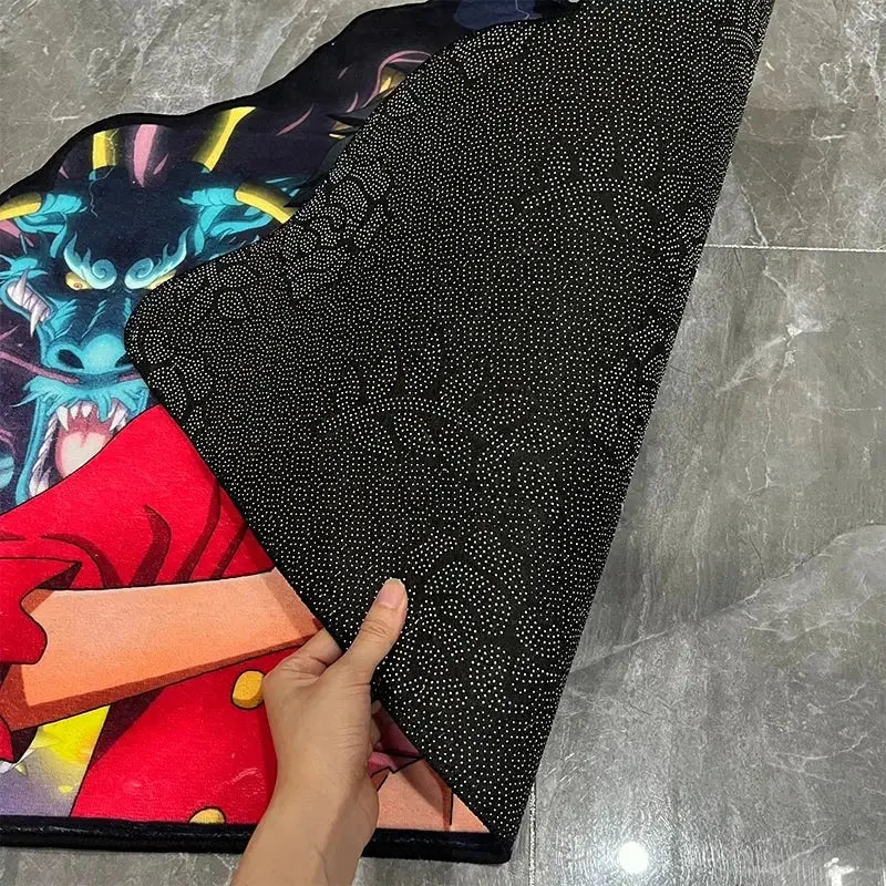 Pokemon gengar anime rug vibrant cartoon dragon design in bold red and blue on plush fabric gaming room mat