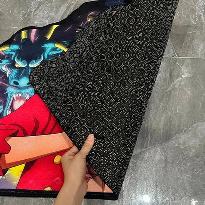 Pokemon gengar anime rug vibrant cartoon dragon design in bold red and blue on plush fabric gaming room mat