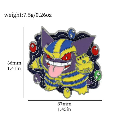 Pokemon gengar enamel lapel pin with vibrant purple and yellow stripes red eyes and tongue out for backpacks