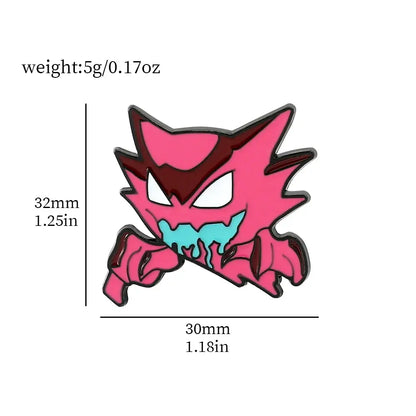 Pokemon gengar enamel lapel pin featuring vibrant pink and teal colors with sharp spikes and a menacing grin