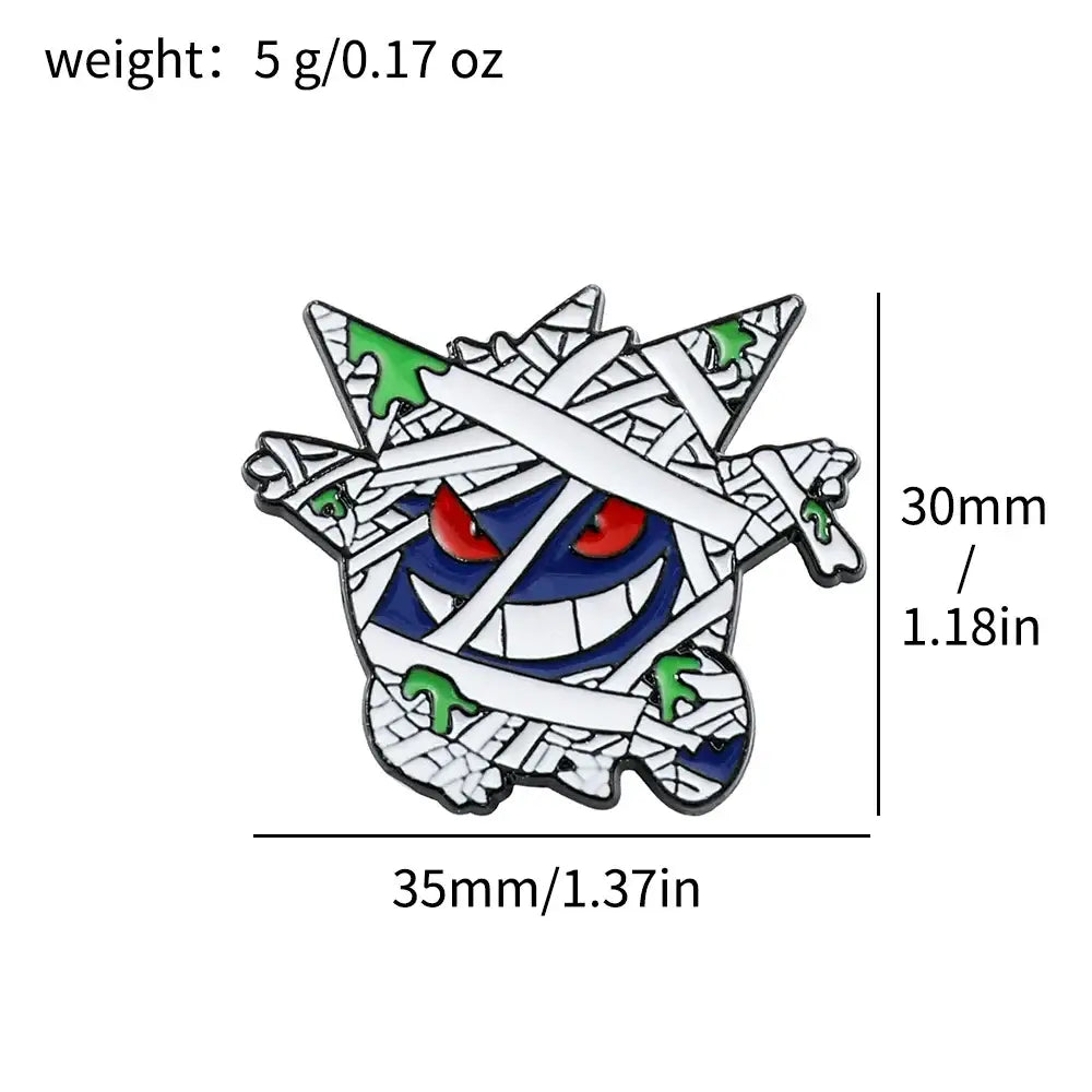 Pokemon gengar enamel lapel pin with white bandages green accents and red eyes 35mm x 30mm backpack badge