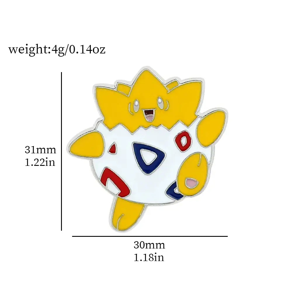 Pokemon gengar enamel lapel pin featuring yellow and white togepi with red and blue geometric patterns