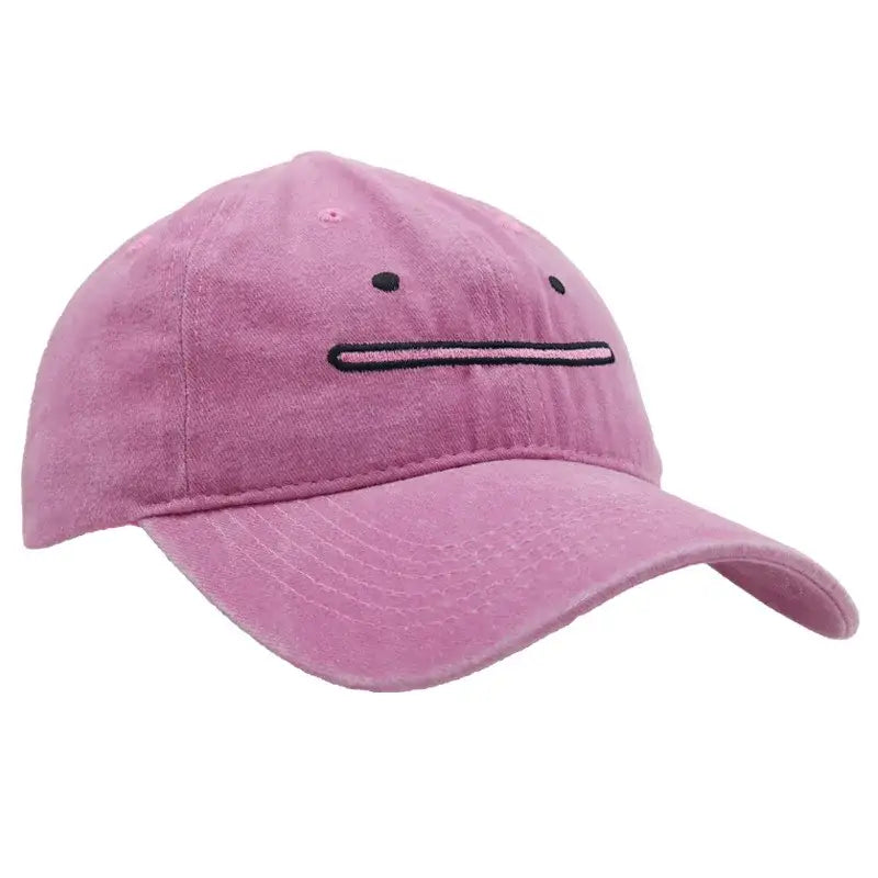 Soft pink plush knit style pokemon gengar knitted hood hat with minimalist embroidered face design