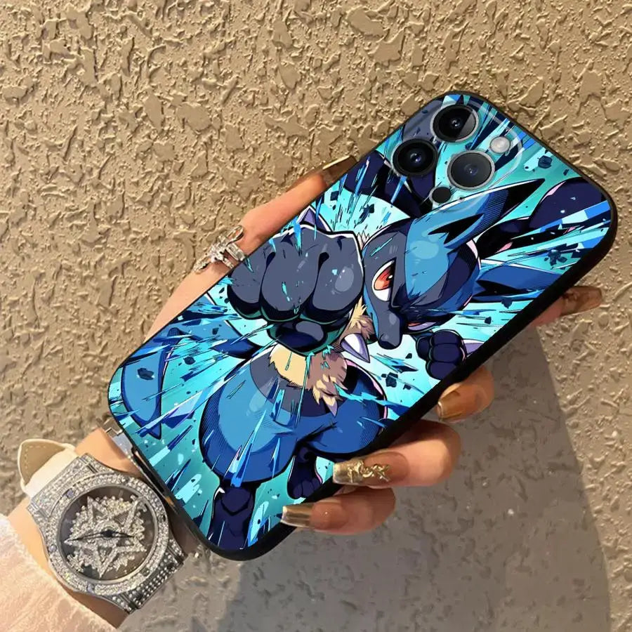 Pokemon gengar phone case with vibrant blue and black anime design and tpu protective cover for durable use