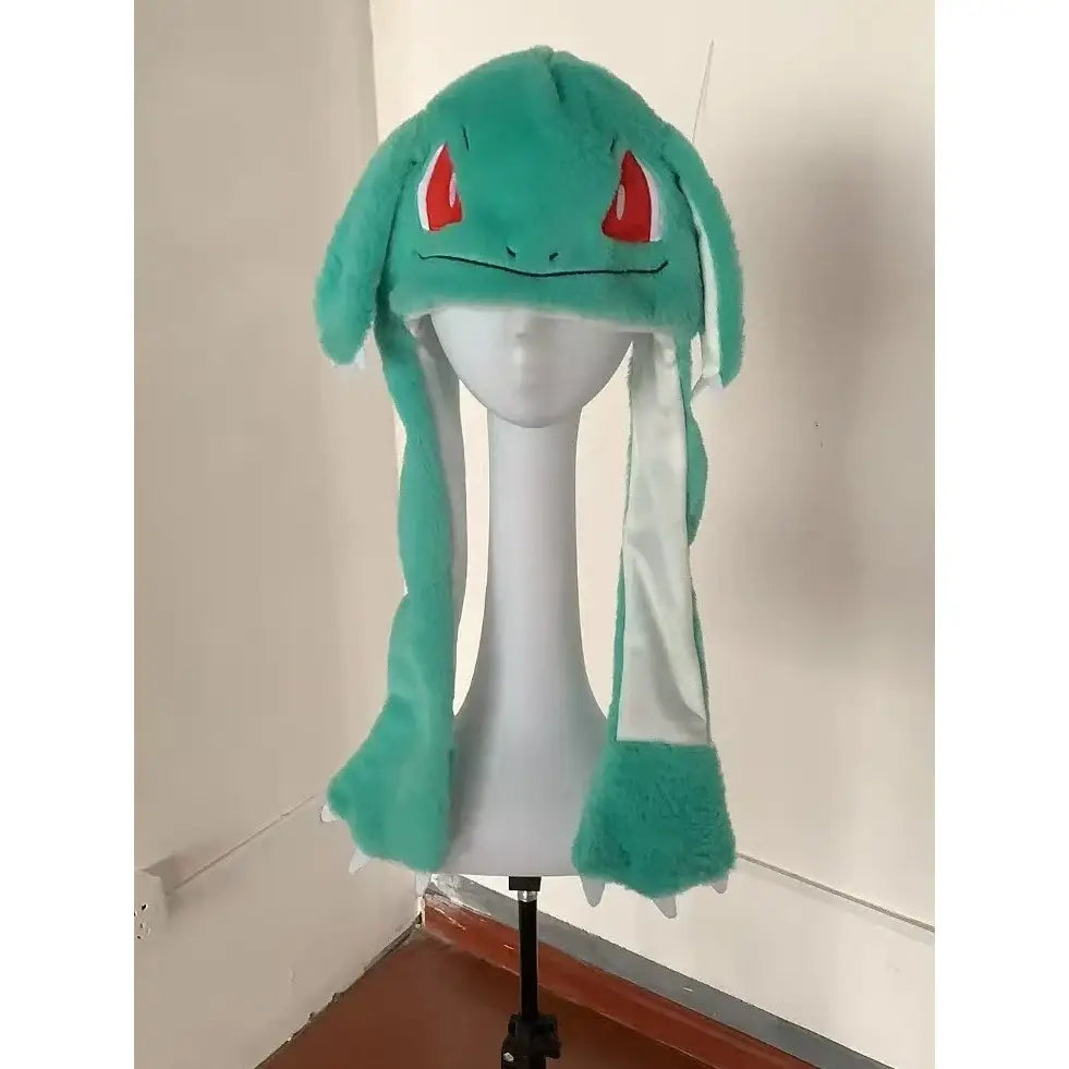 Plush teal and white pokemon mudkip airbag hat with pinch ears and red eyes perfect as christmas gifts