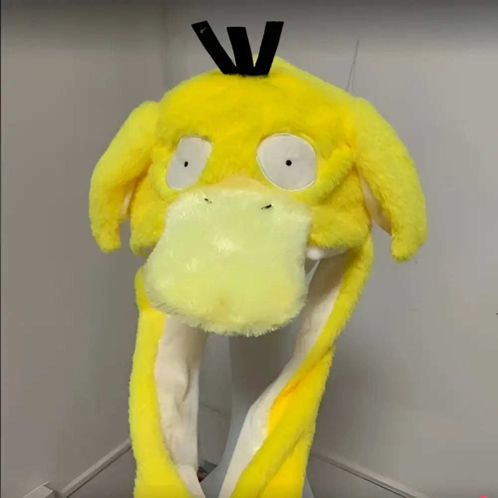 Bright yellow plush pokemon pikachu airbag hat with pinch ears and large eyes for winter warm use