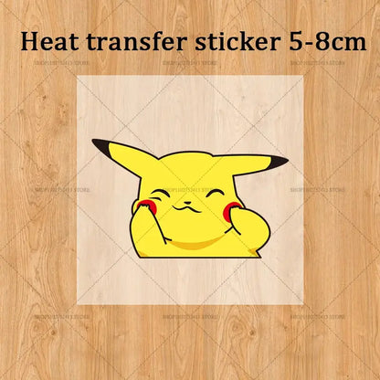 Yellow pikachu heat transfer sticker 5-8cm on stainless steel pokémon pikachu eevee anti-scalding mug