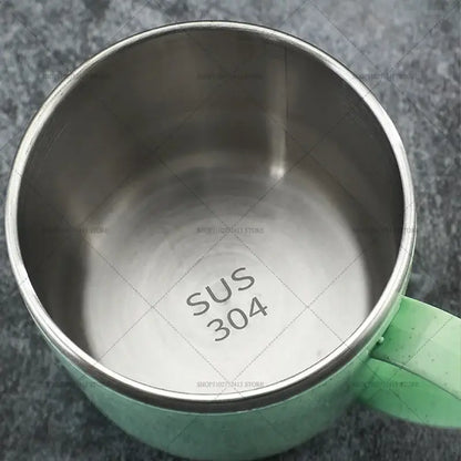 A mint green pokémon pikachu eevee insulated stainless steel mug with sus 304 interior and matching handle for anti-scalding