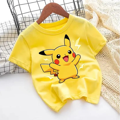 Bright yellow Pokémon Pikachu kids t-shirt made of soft cotton with cheerful graphic for young fans