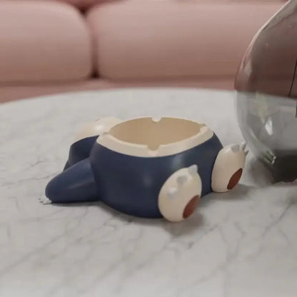 Pokemon snorlax ashtray ornament in blue and cream with red cheek accents for desktop decor and smoking use