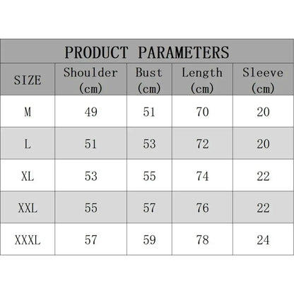 Gray table with white text showing size measurements in centimeters for pokemon starters abbey road parody oversized tee acid wash finish