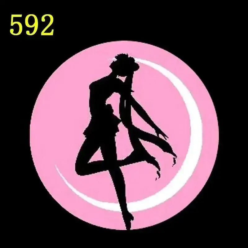 Black silhouette of dancing figure on pink crescent background in sailor moon luna led projector lamp offers car welcome light