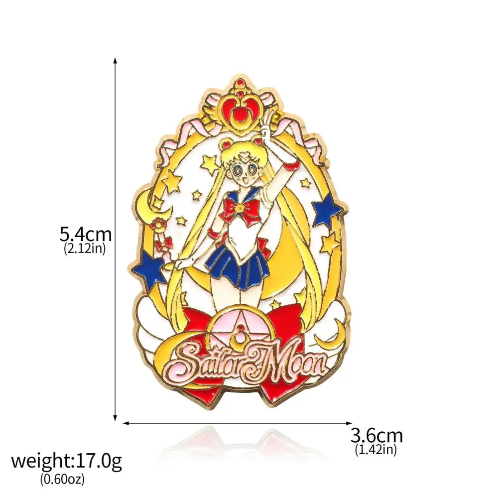 Vibrant sailor moon usagi enamel keychain with gold trim red bow and star moon background for cosplay jewelry